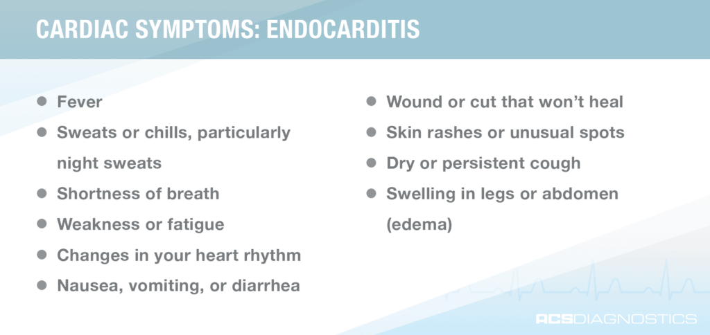 cardiac symptoms: endocarditis